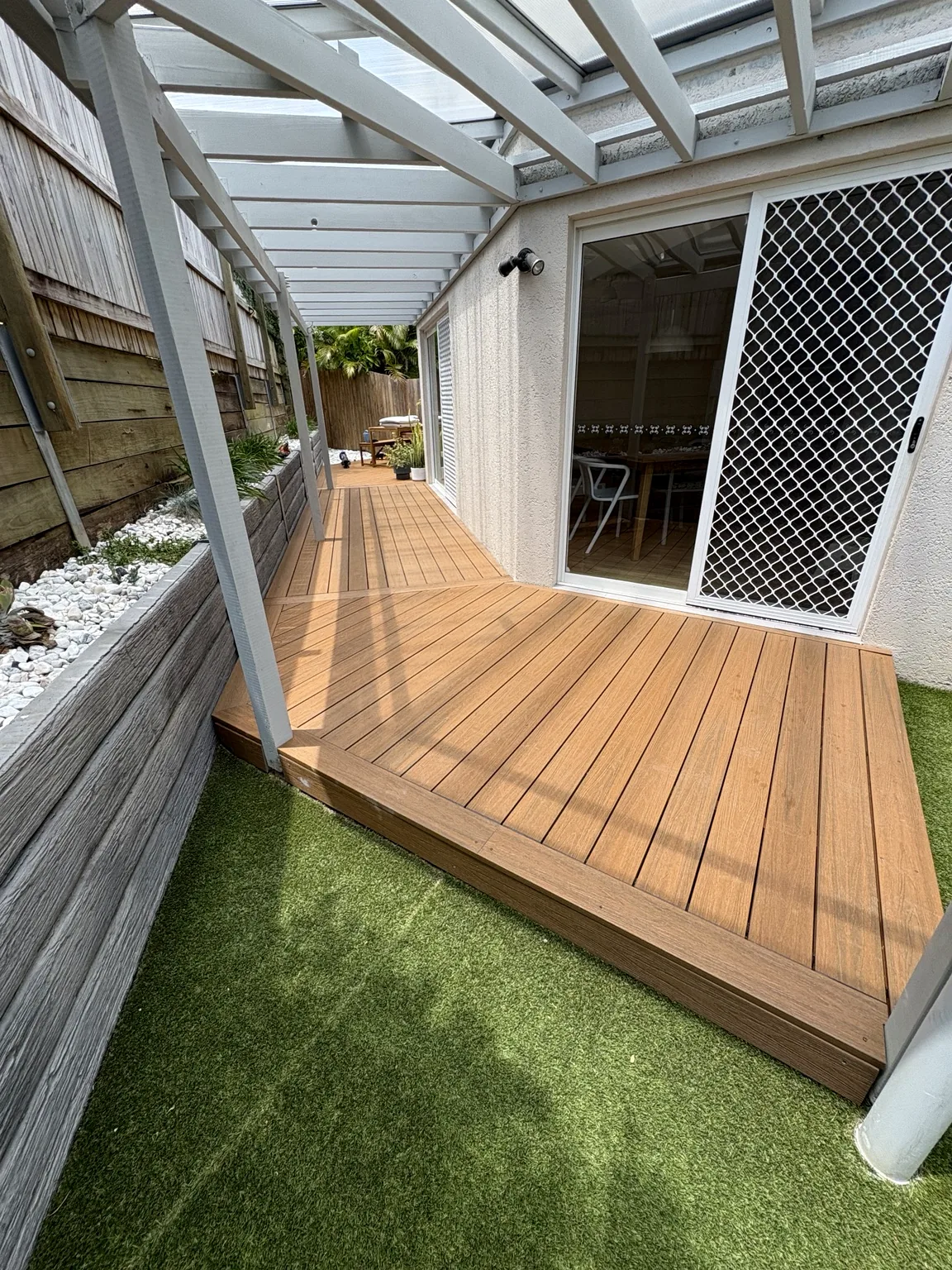 Covered outdoor timber deck