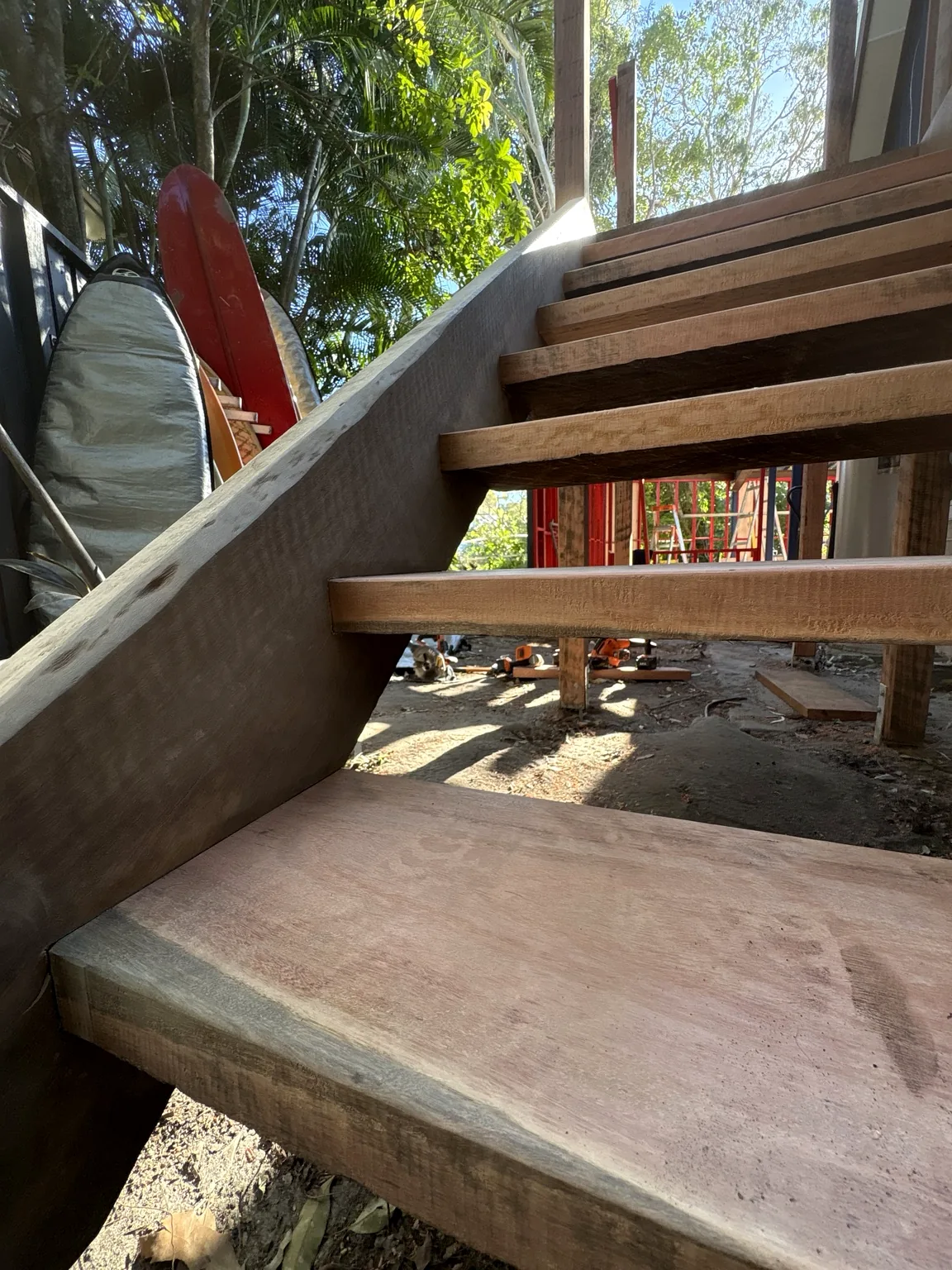 Custom timber staircase under construction
