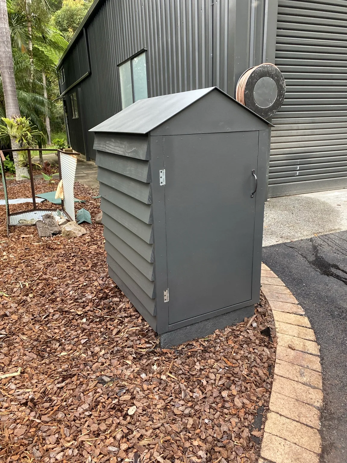 Custom outdoor timber utility enclosure